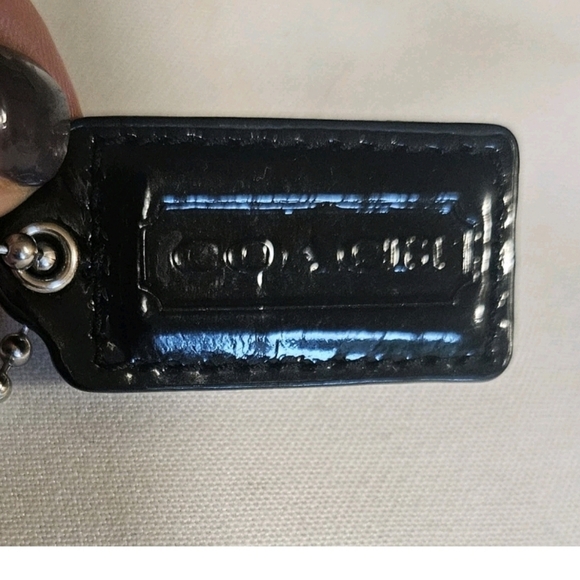 COACH Black Patent Leather Bag Charm Keychain Hang Tag Small   1.5" x 1" - Picture 6 of 6